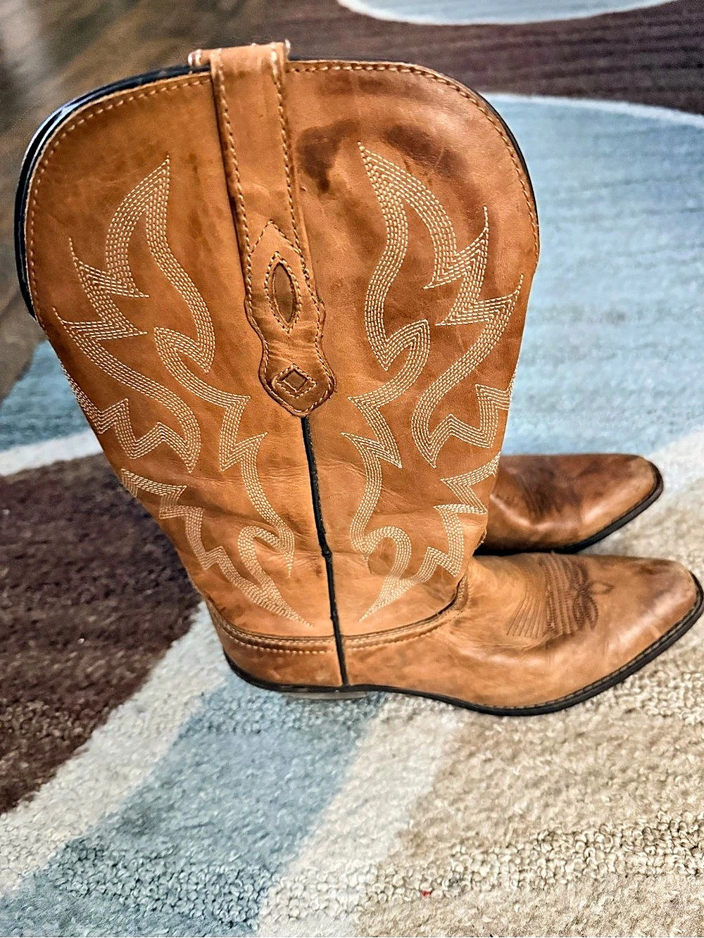Nocona vintage brown leather Western cowboy Boots US 7.5 B N1604